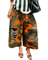 Camouflage Print Loose Holes Jeans ORY-5279