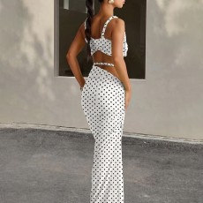 Polka Dots Print Backless Two Piece Skirts Set GYME-K6S07913A