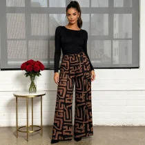 Plus Size Print Casual Straight Pants QMZF-2168