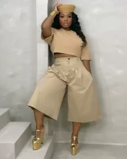 Solid Color Ruched Wide Leg Pant LSD-2849