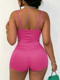 Solid Color Sling Tank Top Short Set SHD-8007