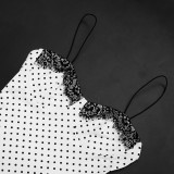 Polka Dot Print Lace Patchwork Mini Dress GSZM-D26DS140