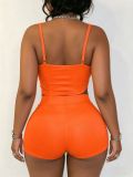 Solid Color Sling Tank Top Short Set SHD-8007