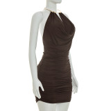 Halterneck Backless Sleeveless Mini Dress GSZM-D26DS162