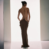 Sleeveless Solid Color Backless Maxi Dress GSZM-D26DS164