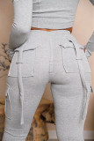 Solid Color Multi-pockets Casual Pants SHD-8003