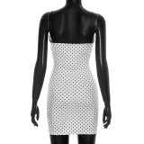 Polka Dot Print Lace Patchwork Mini Dress GSZM-D26DS140
