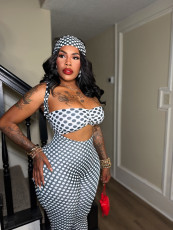 Polka Dot Print Tube Top Three Piece Set SFY-879