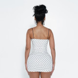 Polka Dot Print Lace Patchwork Mini Dress GSZM-D26DS140