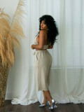 Halterneck Backless Vest Loose Two Piece Pants Set SFY-876