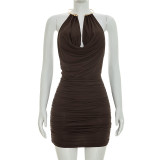 Halterneck Backless Sleeveless Mini Dress GSZM-D26DS162