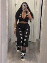 Halterneck Backless Vest Loose Two Piece Pants Set SFY-876
