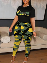 Camouflage Print Short Sleeve Short 2 Piece Set SHD-8001
