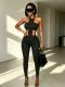Polka Dots Print Wrap Chest Top Two Piece Pants Set  GFCF-1494