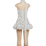 Polka Dots Print Puff Dress DLSF-K6D07961A