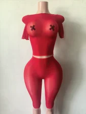Pre Order: About 7 work days shipping Short Sleeve See Through 2 Piece Set YUEM-202641