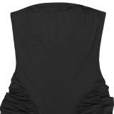 Solid Color Ruched Tube Top Maxi Dress GFYX-7669