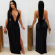 Sexy Deep V Neck Backless Maxi Dress GFYX-7715