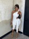 Sleeveless Irregular Tie Up Two Piece Pants Set GHYX-TJY8243
