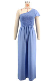 Solid Color Slash Shoulder Loose Jumpsuit XHXF-483