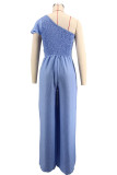 Solid Color Slash Shoulder Loose Jumpsuit XHXF-483