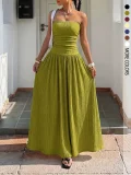 Solid Color Big Swing Tube Top Maxi Dress GSRX-8813