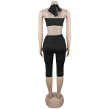 Solid Color Tie Up Two Piece Pants Set GFYX-7673
