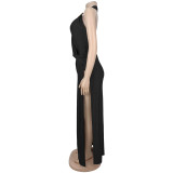 Sexy Deep V Neck Backless Maxi Dress GFYX-7715