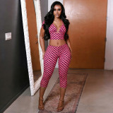 Polka Dots Print Short Sleeve Vest Three Piece Set SHD-9988