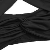 Solid Color Tie Up Two Piece Pants Set GFYX-7673