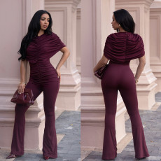Solid Color Wide Leg Jumpsuit GFYX-7651