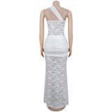 Lace Slash Shoulder Maxi Dress GFYX-7692