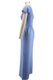 Solid Color Slash Shoulder Loose Jumpsuit XHXF-483