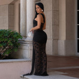 Lace Slash Shoulder Maxi Dress GFYX-7692