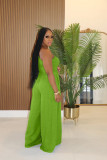 Solid Color Slash Shoulder Loose Jumpsuit XHXF-483