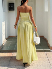 Solid Color Big Swing Tube Top Maxi Dress GSRX-8813
