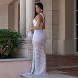 Lace Slash Shoulder Maxi Dress GFYX-7692