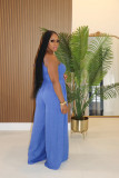 Solid Color Slash Shoulder Loose Jumpsuit XHXF-483