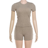 Short Sleeve T Shirt Two Piece Shorts Set DLSF-K6S08622A