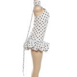 Polka Dots Print Puff Dress DLSF-K6D07961A