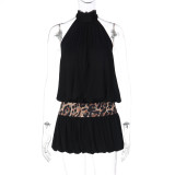 Leopard Print Patchwork Backless Mini Dress GLAG-D6121120H