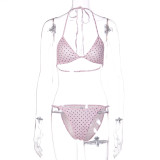 Polka Dot Print Bikini Three Piece Swimsuit GLAG-S5C20819F