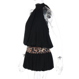 Leopard Print Patchwork Backless Mini Dress GLAG-D6121120H