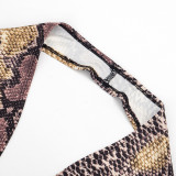 Deep V Neck Print Backless Bodysuit MXBF-J26BS204