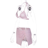 Polka Dot Print Bikini Three Piece Swimsuit GLAG-S5C20819F