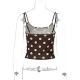 Polka Dot Print Sling Tank Tops GLAG-T5820047G