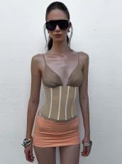 Deep V Neck Contrast Color Tank Top GLAG-T6121096G