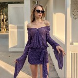 Mesh Backless Tie Up Mini Dress GLAG-D5C21067H