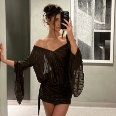 Mesh Backless Tie Up Mini Dress GLAG-D5C21067H