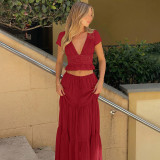Loose Lace Chiffon Top Long Skirts Suit  GLAG-S5C20898G